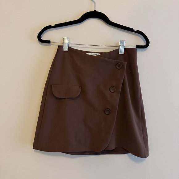 Brown Asymmetrical Suit Skirt - Picture 1 of 2